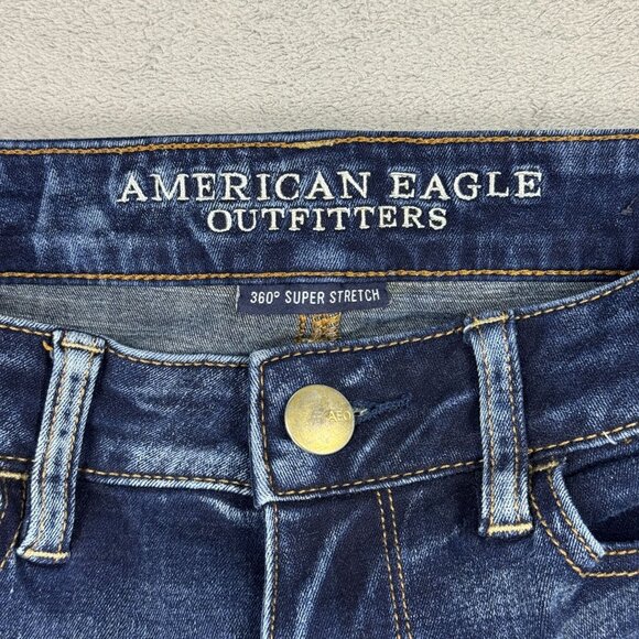 American Eagle 360 Super Stretch Skinny Jeans Womens Mid Rise Distressed Denim - Picture 5 of 10